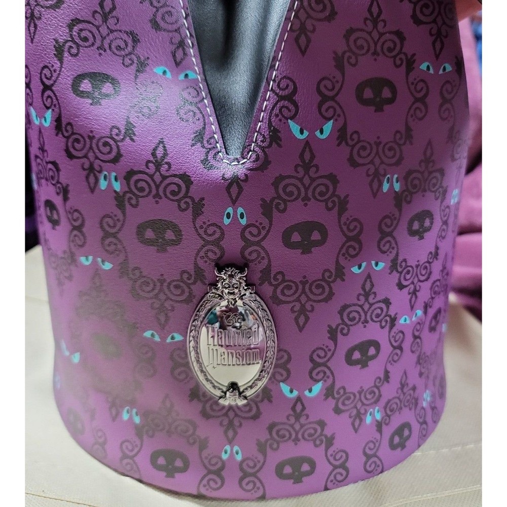 Disneyparks Haunted Mansion Wallpaper Loungefly Drawstring Bucket Bag